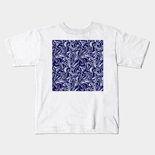 Decorative blue pattern in Baroque style. Kids T-Shirt